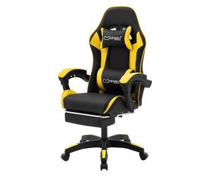 ML-Design Silla Gaming Ergonómica Amarillo con Reposabrazos Reposacabezas Cojín Lumbar y Reposapiés Asiento Racing Gamer de Escritorio Imitación Cuero Sillón Giratorio de Ordenador Videojuegos Oficina