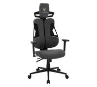 ML-Design Silla Gaming Ergonómica, Tela Gris, Asiento de Ordenador, Videojuegos con Soporte Lumbar, Reposacabezas, Reposabrazos 3D Sillón Gamer Giratorio de Oficina Ajustable Individualmente