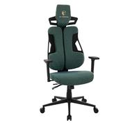 ML-Design Silla Gaming Ergonómica, Tela Verde, Asiento de Ordenador, Videojuegos con Soporte Lumbar, Reposacabezas, Reposabrazos 3D Sillón Gamer Giratorio de Oficina Ajustable Individualmente
