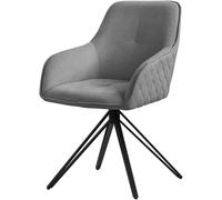 ML-Design Silla de Comedor Giratoria con Respaldo y Reposabrazos Asiento Gris de Tela Tejida Tapizado con Patas de Metal Sillón Diseño Ergonómico Moderno para Salón, Escritorio o Cocina