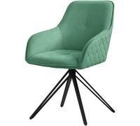 ML-Design Silla de Comedor Giratoria con Respaldo y Reposabrazos Asiento Verde de Tela Tejida Tapizado con Patas de Metal Sillón Diseño Ergonómico Moderno para Salón, Escritorio o Cocina