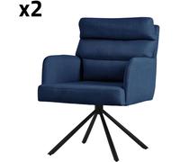 ML-Design Sillas de comedor, set de 2, azul oscuro, de poliéster