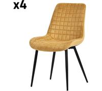 ML-Design Sillas de comedor, set de 4, amarillo mostaza, de terciopelo