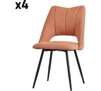 ML-Design Sillas de comedor, set de 4, naranja, cubierta de tela