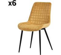 ML-Design Set 6x Sillas de Comedor Amarillo Mostaza con Respaldo Asiento Ergonómico Acolchado Tapizado de Terciopelo con Patas de Metal Sillón de Diseño Moderno para Mesa de Salón, Escritorio o Cocina