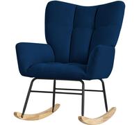 ML-Design Sillón balancín azul oscuro, cubierta de rizo