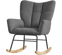 ML-Design Sillón balancín gris oscuro, cubierta de rizo