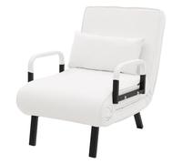 ML-Design Sillón Cama 3en1, Sofá Individual de 1 Plaza, Butaca Plegable con Respaldo Ajustable, Estructura de Acero y Chenilla Blanco, Silla de Relajación para Invitados, Salón o Dormitorio
