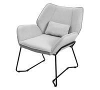 ML-Design Sillón de Relax para el Salón, Butaca de Lectura con Respaldo | Inclinado, Poltrona con Cojín Lumbar y Reposabrazos, Silla con Tapizado en Tela Gris Claro, Diseño Moderno, para Dormitorio