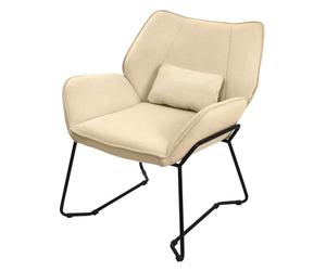 ML-Design Sillón de Relax para el Salón, Butaca de Lectura con Respaldo | Inclinado, Poltrona con Cojín Lumbar y Reposabrazos, Silla con Tapizado en Tela Arena, Diseño Moderno, para Dormitorio