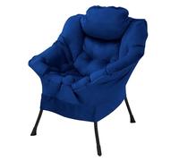 ML-Design Sillón de Relax para el Salón, Butaca de Lectura para Dormitorio | Poltrona Individual, Diseño Ergonómico con Reposabrazos, Cojín Acolchado y Bolsillo Lateral, Azul Oscuro, Estructura de Acero