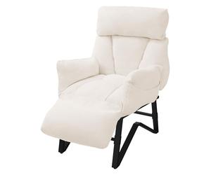 ML-Design Sillón de Relax Reclinable Beige Asiento de Salón con Funda de Lino Butaca de TV Moderno Ajustable con Resposabrazos, Reposapíes, Bolsillos Laterales Sofá Tapizado Individual de Lectura