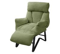 ML-Design Sillón de Relax Reclinable, Butaca de Salón con Funda de Lino | Poltrona de Lectura con Reposabrazos y Reposapíes Ajustables y Bolsillo Laterales, Sofá Individual, Diseño Moderno Verde