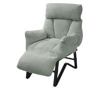 ML-Design Sillón de Relax Reclinable, Butaca de Salón con Funda de Lino | Poltrona de Lectura con Reposabrazos y Reposapíes Ajustables y Bolsillo Laterales, Sofá Individual, Diseño Moderno Gris-Verde