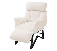 ML-Design Sillón de Relax Reclinable, Butaca de Salón con Funda de Lino | Poltrona de Lectura con Reposabrazos y Reposapíes Ajustables y Bolsillo Laterales, Sofá Individual, Diseño Moderno Beige