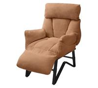 ML-Design Sillón de Relax Reclinable, Butaca de Salón con Funda de Lino | Poltrona de Lectura con Reposabrazos y Reposapíes Ajustables y Bolsillo Laterales, Sofá Individual, Diseño Moderno Marrón