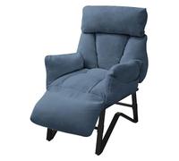 ML-Design Sillón de Relax Reclinable, Butaca de Salón con Funda de Lino | Poltrona de Lectura con Reposabrazos y Reposapíes Ajustables y Bolsillo Laterales, Sofá Individual, Diseño Moderno Azul