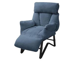 ML-Design Sillón de Relax Reclinable, Butaca de Salón con Funda de Lino | Poltrona de Lectura con Reposabrazos y Reposapíes Ajustables y Bolsillo Laterales, Sofá Individual, Diseño Moderno Azul