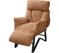 ML-Design Sillón de relax reclinable marrón ajustable tapizado con funda de lino