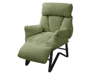 ML-Design Sillón de Relax Reclinable Verde Asiento de Salón con Funda de Lino Butaca de TV Moderno Ajustable con Resposabrazos, Reposapíes, Bolsillos Laterales Sofá Tapizado Individual de Lectura