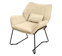 ML-Design Sillón de Salón, Arena Asiento Reclinable de Comedor con Respaldo Extraíble y Reposabrazos Diseño Ergonómico Mueble Tapizado con Funda de Lino y Cojín Taburete con Patas de Metal Negro