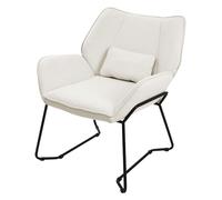 ML-Design Sillón de Salón, Beige Asiento Reclinable de Comedor con Respaldo Extraíble y Reposabrazos Diseño Ergonómico Mueble Tapizado con Funda de Lino y Cojín Taburete con Patas de Metal Negro