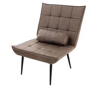 ML-Design Sillón para el Salón, Butaca de Lectura con Respaldo Inclinado | Poltrona de Relax Marrón con Cojín Lumbar, Funda Cuero sintético PU, Asiento Acolchado, Diseño Retro, para Dormitorio