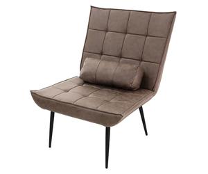 ML-Design Sillón para el Salón, Butaca de Lectura con Respaldo Inclinado | Poltrona de Relax Marrón con Cojín Lumbar, Funda Cuero sintético PU, Asiento Acolchado, Diseño Retro, para Dormitorio