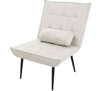 ML-Design Sillón reclinable crema tapizado con revestimiento y patas de metal