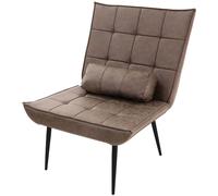 ML-Design Sillón Reclinable Marrón con Cojín Lumbar, Asiento con Revestimiento Cómodo y Suave con Patas de Metal Negro Sofá Individual para TV, Comedor, Salón Diseño Retro Elegante Mueble Tapizado