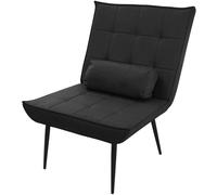 ML-Design Sillón reclinable negro tapizado con revestimiento y patas de metal