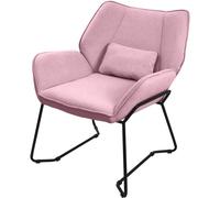 ML-Design Sillón de Salón, Rosa Asiento Reclinable de Comedor con Respaldo Extraíble y Reposabrazos Diseño Ergonómico Mueble Tapizado con Funda de Lino y Cojín Taburete con Patas de Metal Negro