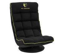 ML-Design Sofá Gaming Ergonómico, Negro-Verde, Sillón de Ordenador, Videojuegos con Reposacabezas, Asiento Gamer de Suelo, Giratorio 360° y Ajustable, Silla de Relax Tapizada y Plegable