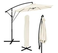 ML-Design Sombrilla de Jardín Ø 300 cm de Aluminio Beige Parasol Voladiza de Terraza, Giratoria 360°, Inclinable y con Manivela Protección Solar UV50+ e Impermeable, incluye Soporte y Funda