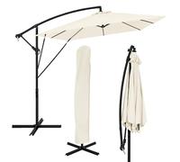 ML-Design Sombrilla de Jardín Ø 330 cm de Aluminio Beige Parasol Voladiza de Terraza, Giratoria 360°, Inclinable y con Manivela Protección Solar UV50+ e Impermeable, incluye Soporte y Funda