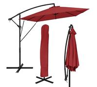 ML-Design Sombrilla de Jardín Ø 330 cm de Aluminio Roja Parasol Voladiza de Terraza, Giratoria 360°, Inclinable y con Manivela Protección Solar UV50+ e Impermeable, incluye Soporte y Funda