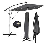 ML-Design Sombrilla de Jardín con LED Solar Ø330cm de Aluminio Antracita Parasol Voladiza de Terraza, Giratoria 360° Inclinable con Manivela Protección Solar UV50+ e Impermeable, incl. Soporte y Funda