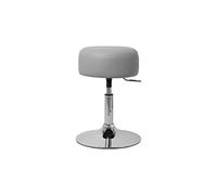 ML-Design Taburete de Maquillaje Acero Cromado Gris Claro Asiento Redondo Ø 33cm Tocador Silla Giratoria Regulable en Altura 52-65cm Mueble Make Up Tapizado Ergonómico con Funda de Imitación Polipiel