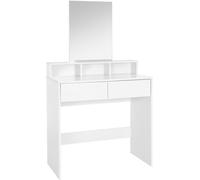 ML-Design Tocador blanco con espejo dos cajones y taburete