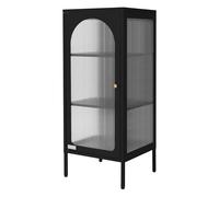 ML-Design Vitrina de Salón 42x40x102,5 cm Negra, Armario de Acero con 3 Estantes de Almacenamiento y 1 Puerta, Estilo Industrial, Estantería Archivador Mueble de Metal para Hogar o Oficina