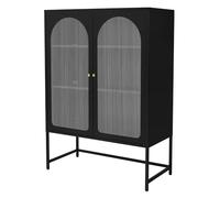 ML-Design Vitrina de Salón 85x120x40 cm Negra, Armario de Acero con 5 Estantes de Almacenamiento y 2 Puertas, Estilo Industrial, Estantería Archivador Mueble de Metal para Hogar o Oficina