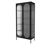 ML-Design Vitrina de Salón 85x175x40 cm Negra, Armario de Acero con 5 Estantes de Almacenamiento y 2 Puertas, Estilo Industrial, Estantería Archivador Mueble de Metal para Hogar o Oficina