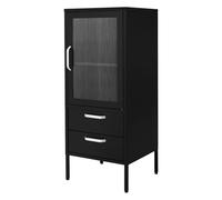 ML-Design Vitrina de Salón Negra 42x102x40 cm, Armario de Acero con 2 Compartimentos/Estantes de Almacenamiento y 2 Cajones, Mueble de Metal, Estilo Industrial, Estantería Archivador de Oficina