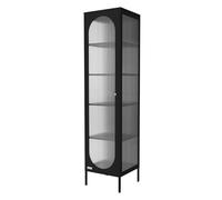 ML-Design Vitrina de Salón Negra 42x175x40 cm, Armario de Acero con 5 Estantes de Almacenamiento y 1 Puerta, Mueble de Metal, Estilo Industrial, Estantería Archivador de Oficina con Asa Oro Rosa