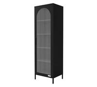 ML-Design Vitrina de Salón Negra 45x145x35 cm, Armario de Acero con 5 Estantes de Almacenamiento y 1 Puerta, Mueble de Metal, Estilo Industrial, Estantería Estecha Archivador de Oficina