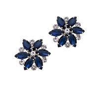 MLAVXCC 1 par de clips para zapatos de mujer con diamantes de imitación de cristal y flor de moda para fiesta de boda zapatos hebillas decoración azul oscuro