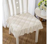 MLCYYJS Cojín de asiento moderno con volantes, cojín de terciopelo suave para decoración del hogar y oficina, cojín de asiento con lazos, color liso para silla de comedor, beige, 45 x 43 x 36 cm