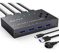 MLEEDA - Interruptor USB 3.0 para 4 ordenadores, selector de interruptor USB de 4 puertos para compartir teclado, mouse, impresora, disco U, conmutador USB compatible con Mac/Windows/Linux, control
