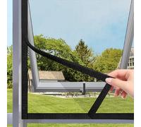 MLEJU Mosquitera para Ventanas,150x180cm,Versión Mejorada con Innovadora Fijación de Gancho y Bucle,Malla Autoadhesiva de Fibra de Vidrio, Anti Insectos, Cortable,Instalación DIY - Negro
