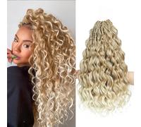 MLETUILPS Pre Looped Ocean Wave Crochet Hair 8 packs Boho Curly Crochet Hair Short Ocean Braids Pre Twisted Synthetic Deep Wavy Crochet Braids for Women (T27/613#, 14 pulgadas)